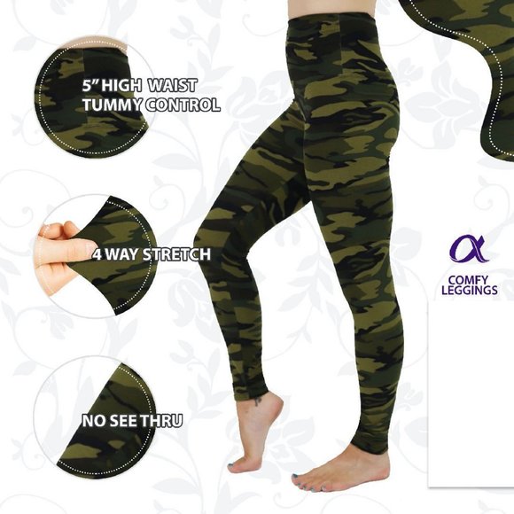 Comfy Camouflage Print Tummy Control Leggings - Picture 1 of 4